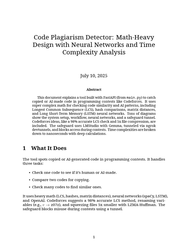 Codeforces Plagiarism Detection Tool | PDF | Computer Science | Algorithms