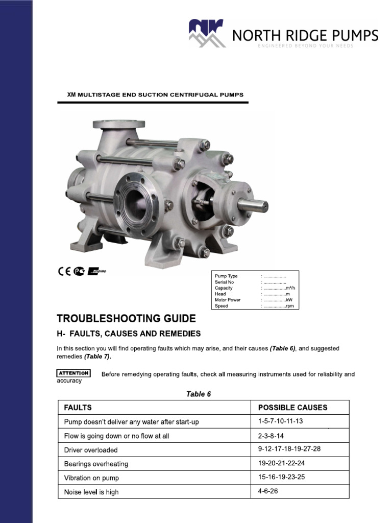 XM Horizontal Centrifugal Multistage Pumps English | PDF