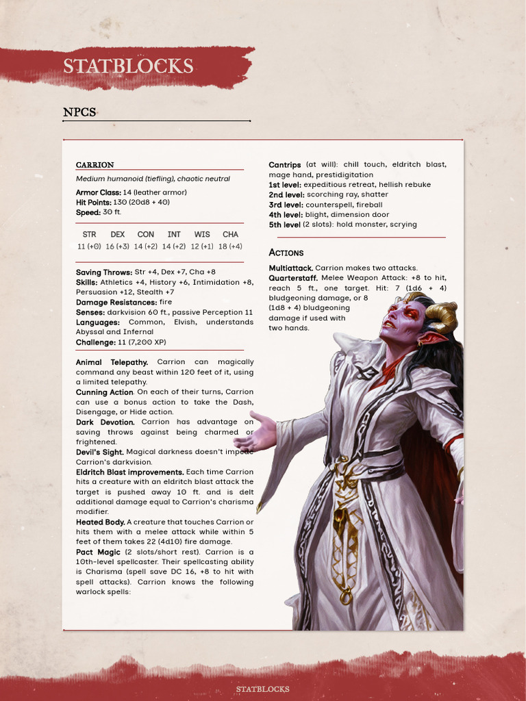 D&D NPC Statblocks and Abilities | PDF | Dungeons & Dragons | Gary ...