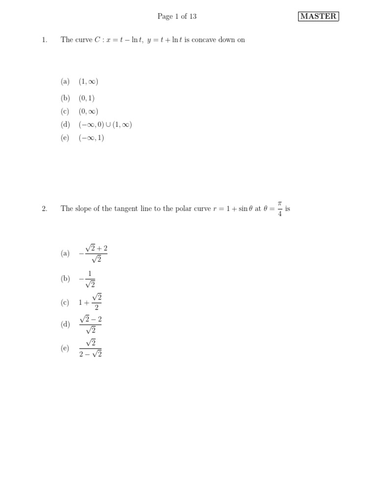 Old Math Exam Questions | PDF | Euclid | Mathematical Physics