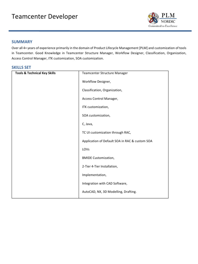 PLM Developer Profile 1 | PDF | Active Directory | Product Lifecycle