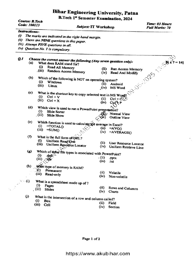 Btech 1 Sem It Workshop 100113 2024 | PDF