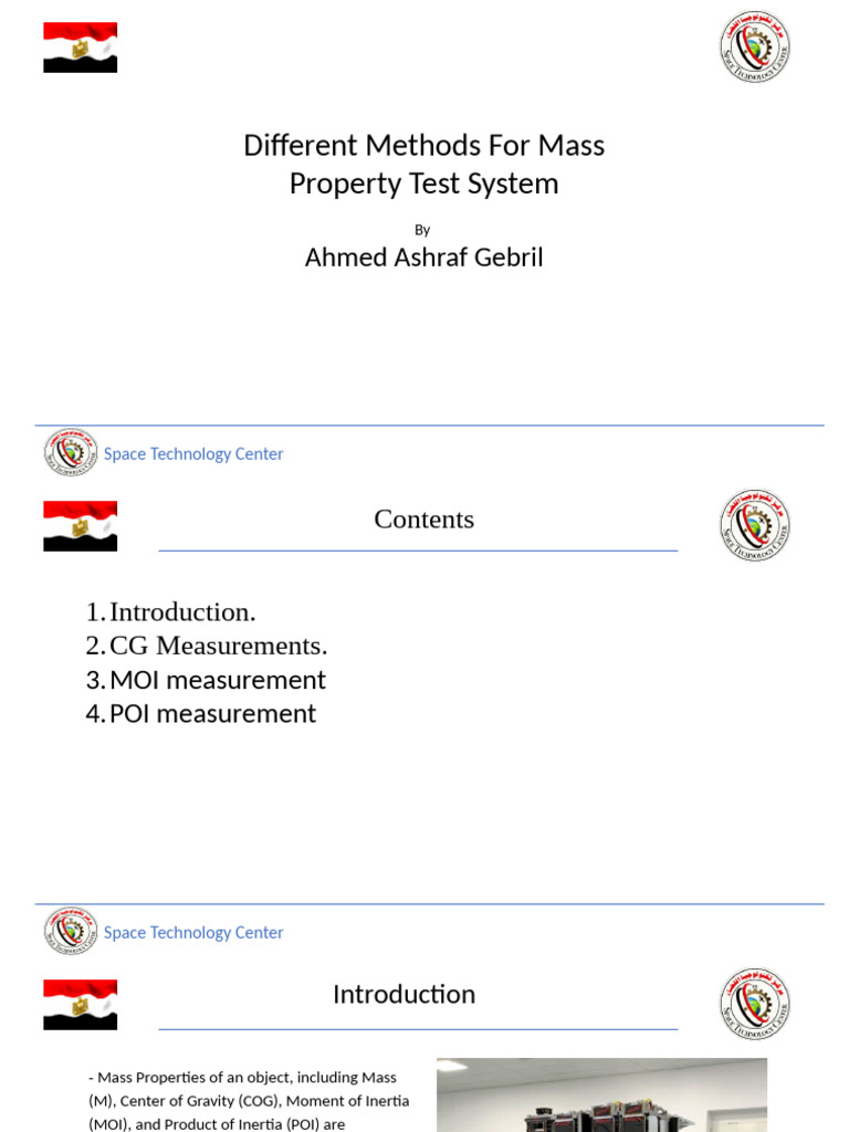 Review On Mass Prorerty Test System | PDF | Rotation | Force