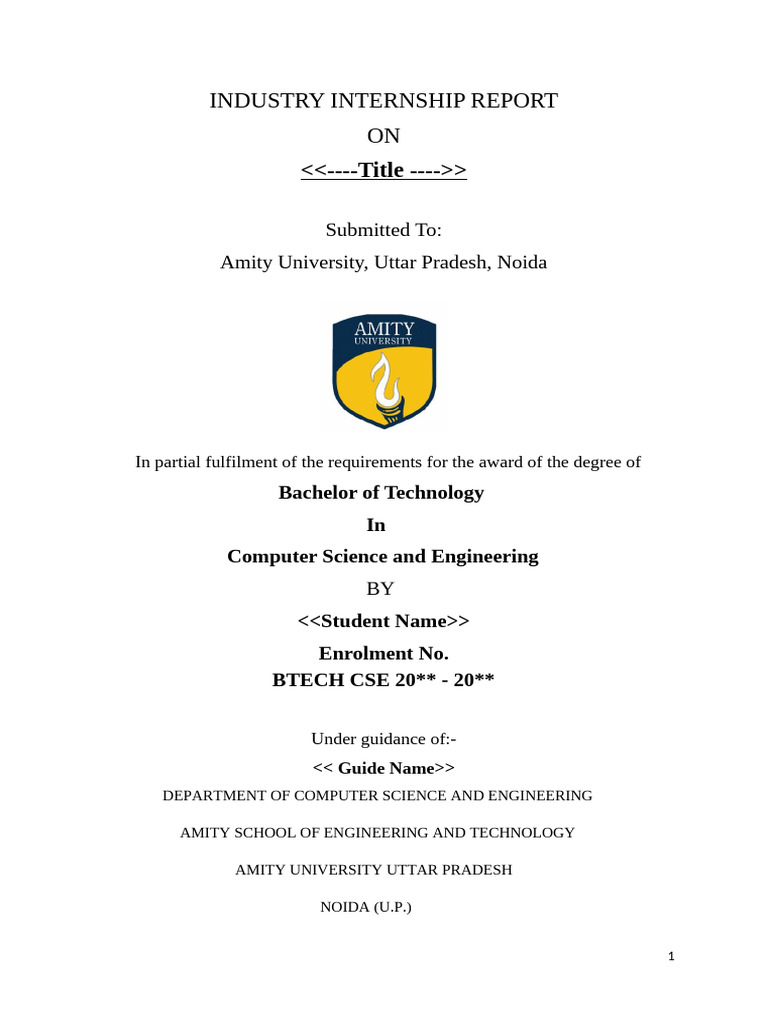 Industry Internship Final Report Format | PDF | Engineering | Academic ...