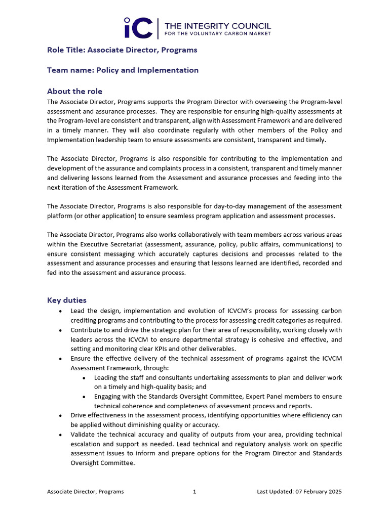 Associate Director, Programs Role Overview | PDF | Regulatory ...