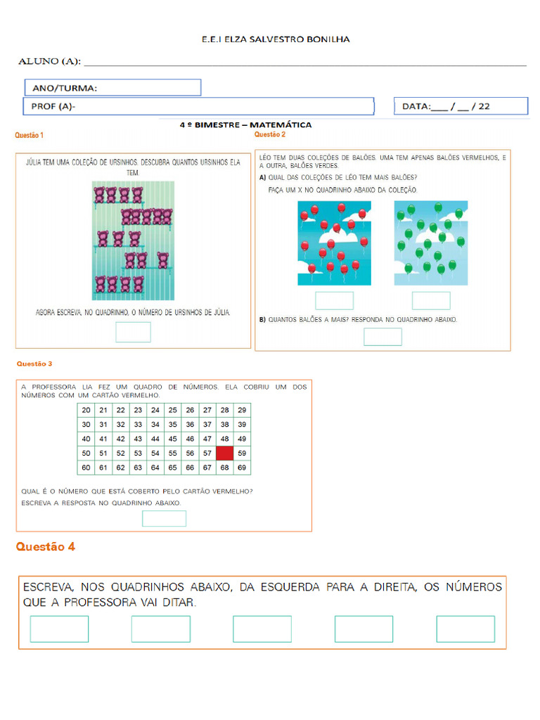 Simulado Saresp Matemática 2º Ano | PDF