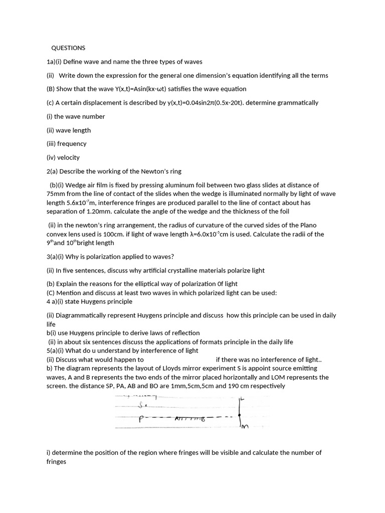 Wave Properties and Interference Analysis | PDF | Polarization (Waves ...