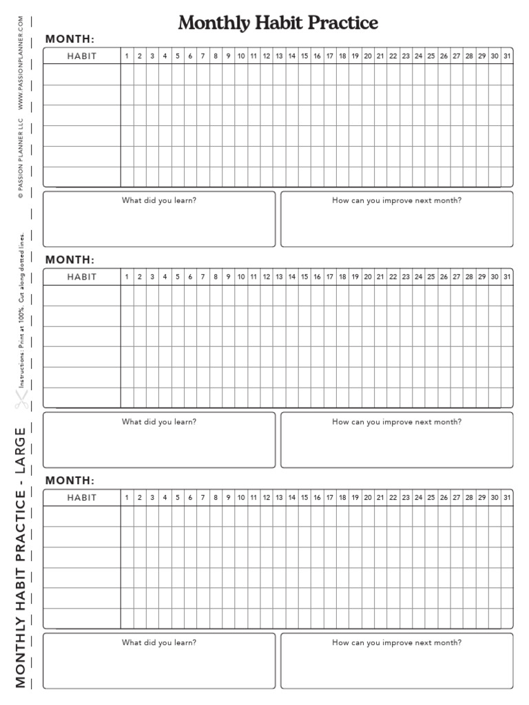 Monthly Habit Practice LARGE | PDF