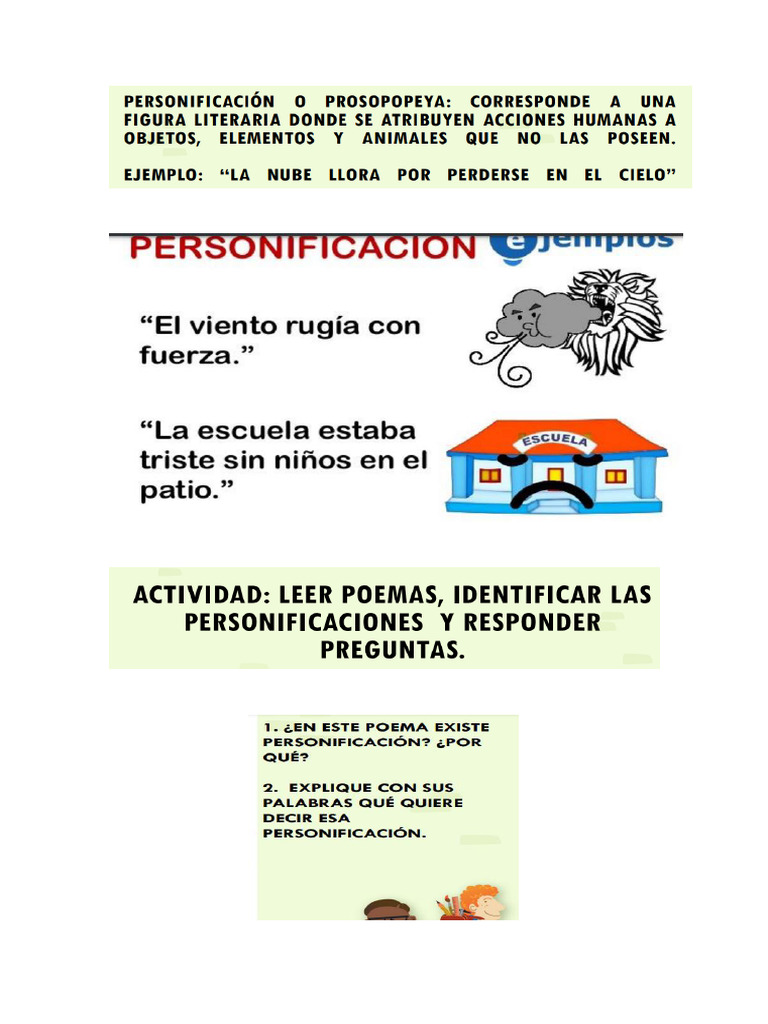 Actividades - Personificación Y Comparación | PDF