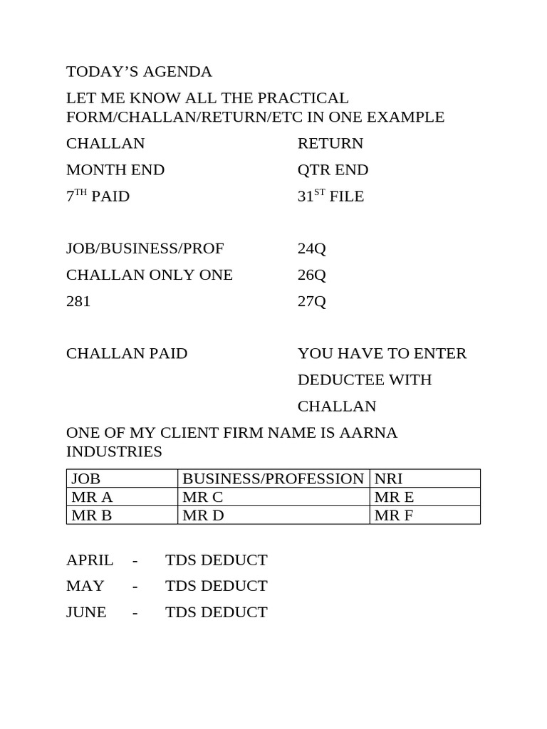 TDS Filing and Challan Guide | PDF