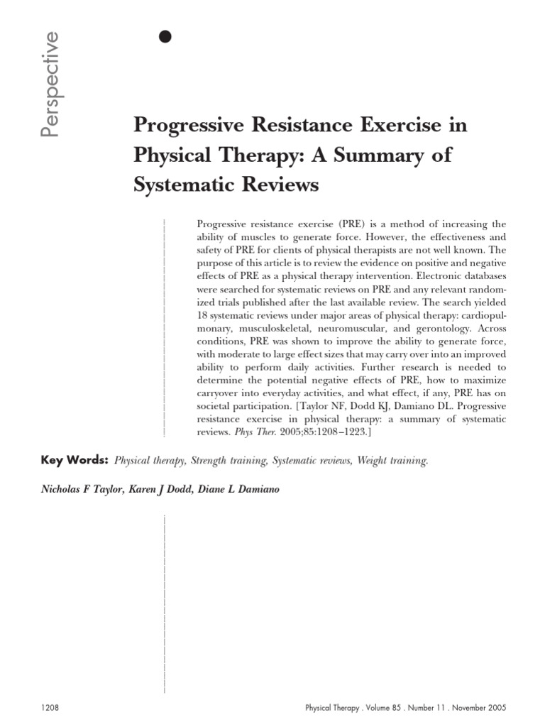 Progressive Resistance Exercise in PT | PDF | Blood Pressure | Physical ...