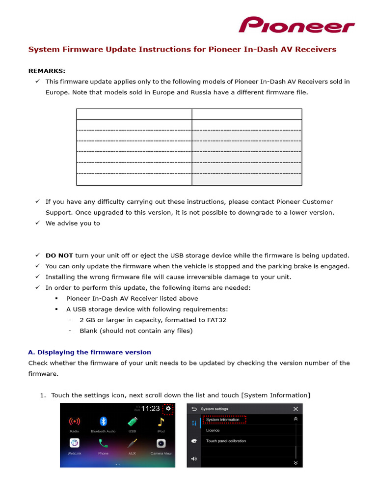 Pioneer AV Receiver Firmware Update Guide | PDF | Computer File | Bluetooth