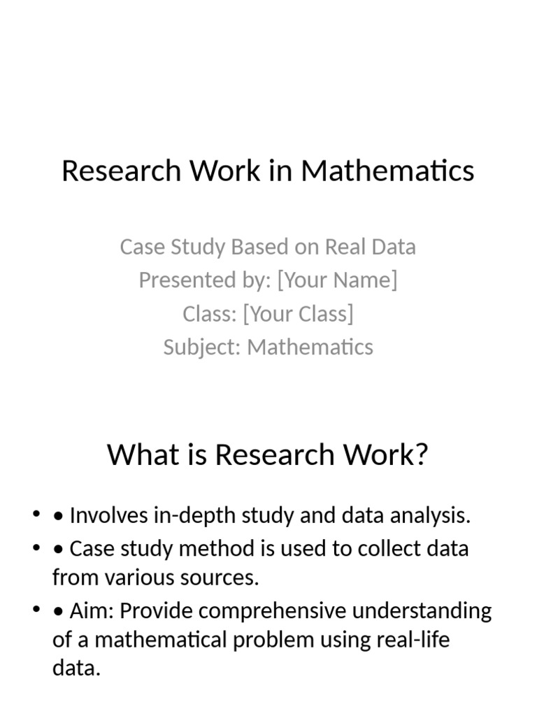 Mathematics Research Work | PDF