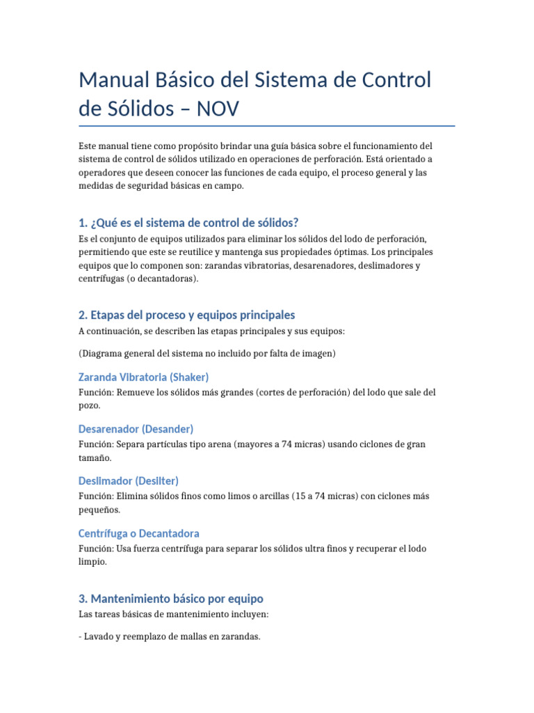 Guía del Sistema de Control de Sólidos | PDF