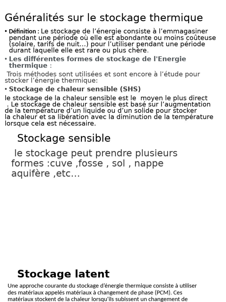 Stockage thermique : méthodes et enjeux | PDF | Stockage de l'énergie ...