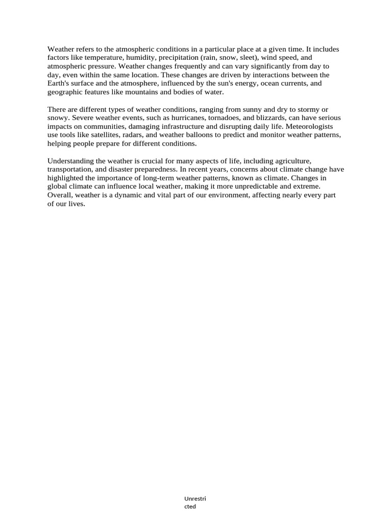 Understanding Weather and Its Impact | PDF