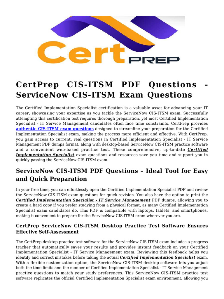ServiceNow CIS-ITSM Exam Prep Guide | PDF | Computer Engineering ...