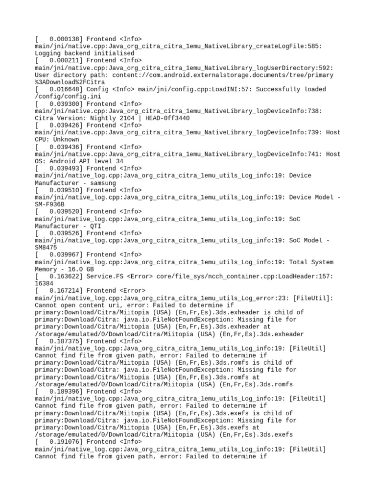 Citra Log: Miitopia File Errors | PDF | System Software | Mobile Computers