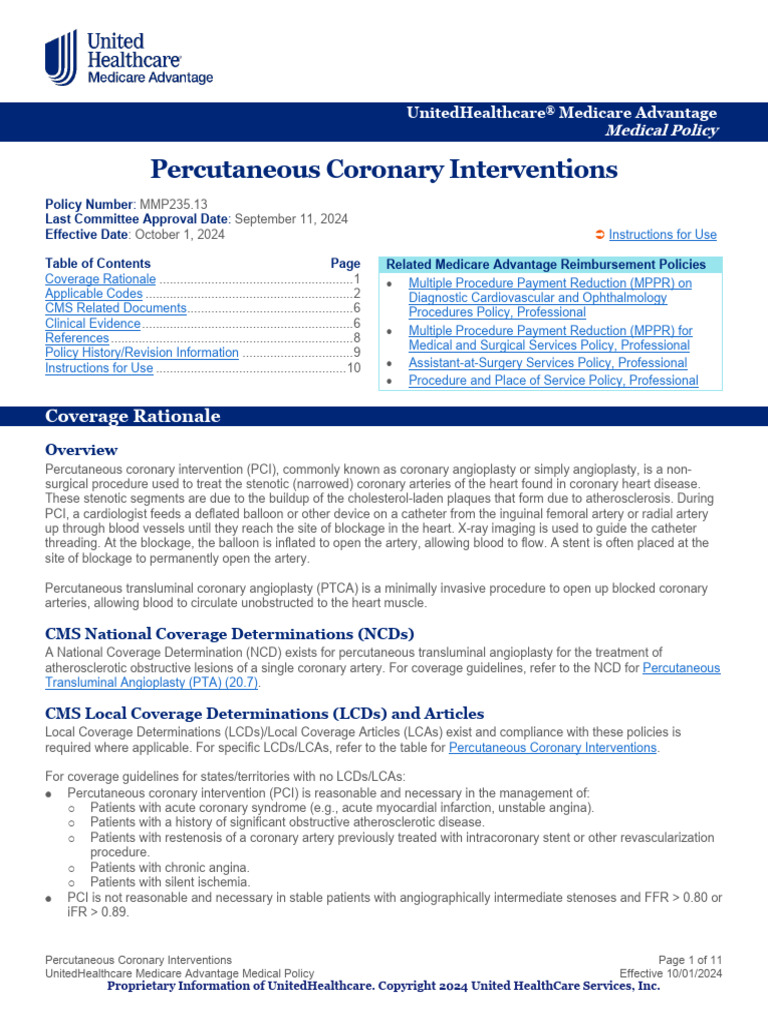 PCI Coding and Coverage Guidelines | PDF | Percutaneous Coronary ...