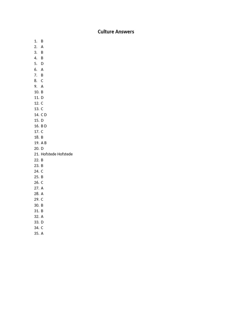 Culture Answer Key | PDF