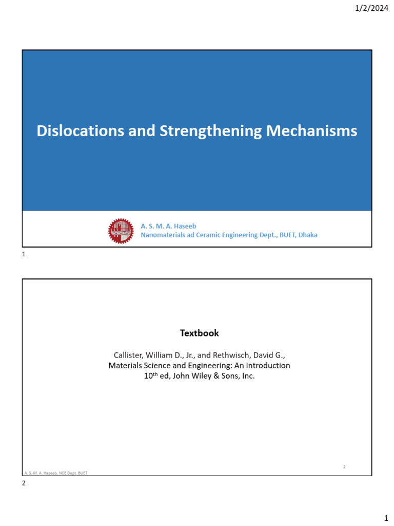 Dislocations and Strengthening in Metals | PDF | Plasticity (Physics ...