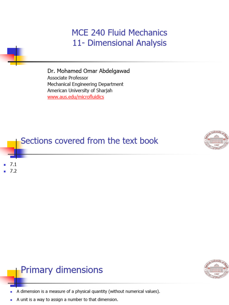 MCE 240 - 11 Dimensional Analysis | PDF | Physics | Classical Mechanics
