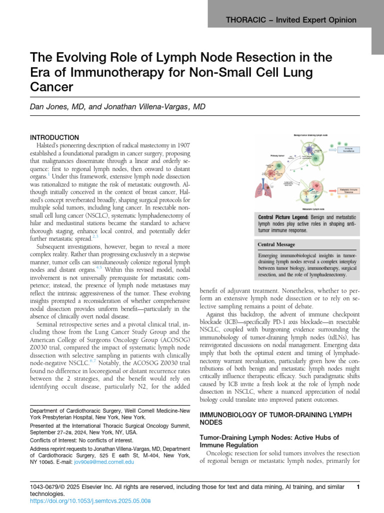 Lymph Node Dissection in NSCLC Immunotherapy | PDF | Metastasis ...