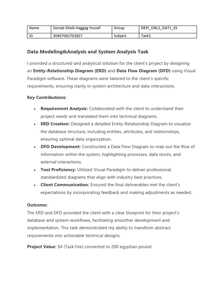 ERD and DFD Design for Client Project | PDF