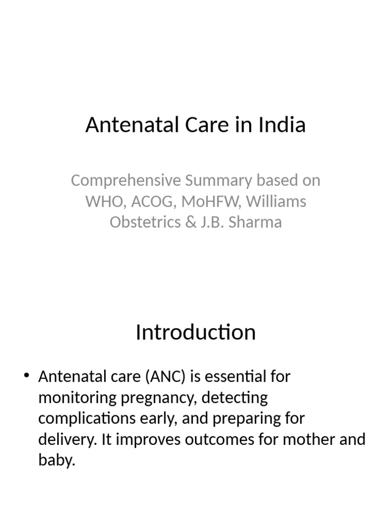 Antenatal Care Guidelines in India | PDF | Pregnancy | Health Care