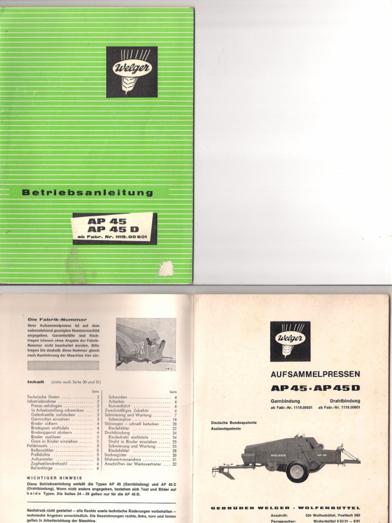 Manual Welger Ap45 | PDF