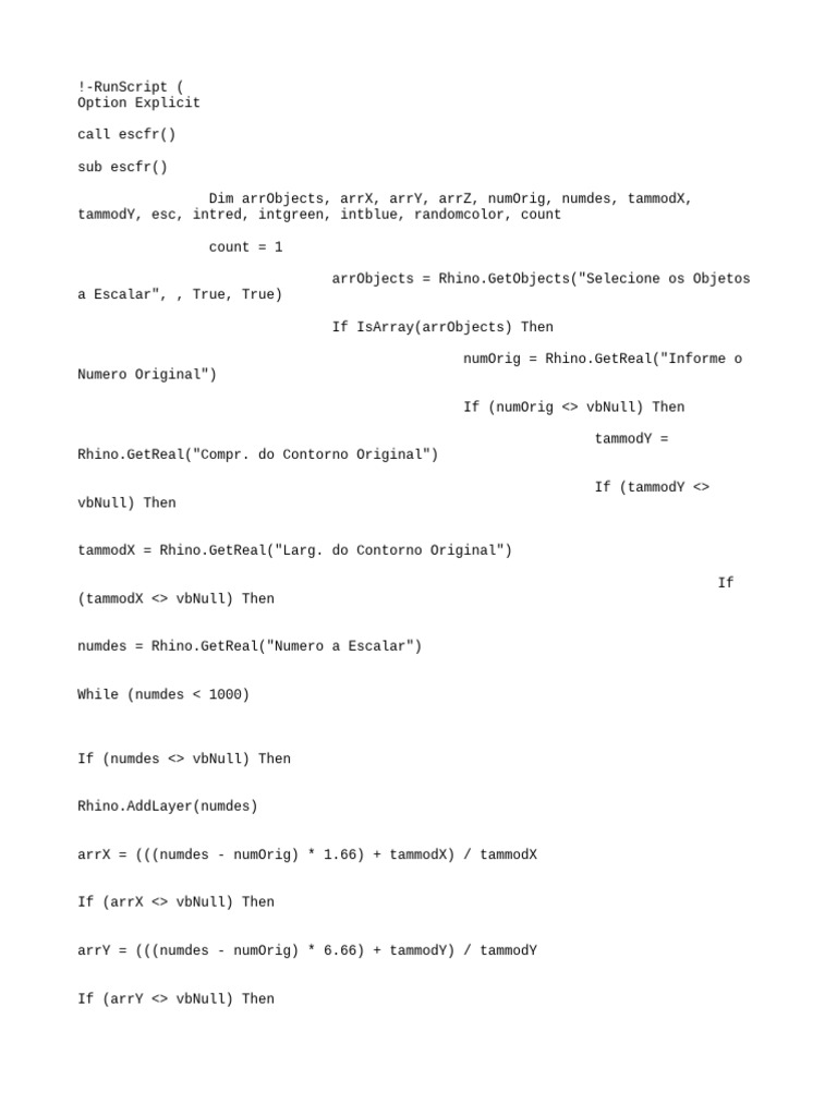 Rhino Script for Object Scaling | PDF