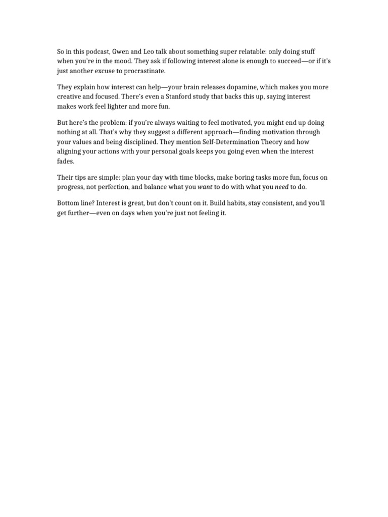 Motivation Beyond Interest | PDF