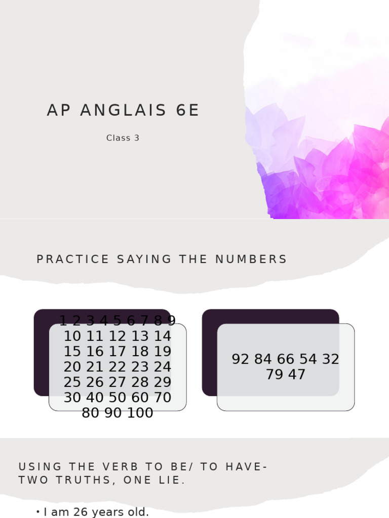 Ap Anglais 6E: Class 3 | PDF