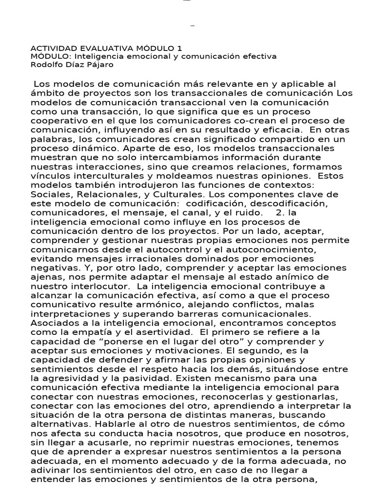 Comunicación y emociones en relaciones humanas | PDF | Las emociones ...