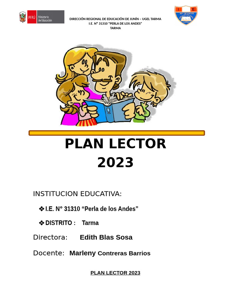 Plan Lector 2023 I.E. Perla de los Andes | PDF | Maestros | Comprensión ...