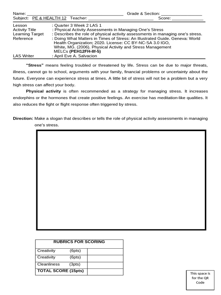 Pe & Health 12 q3 Week 2 Las 1 | PDF
