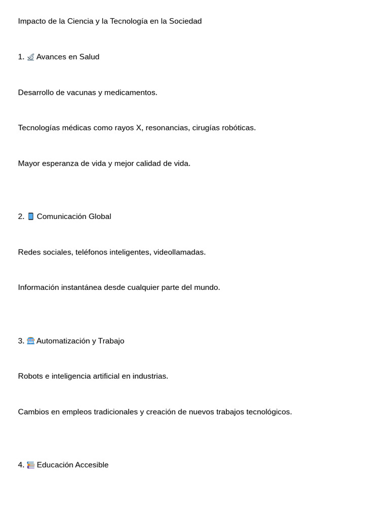 Impacto de La Ciencia y La Tecnología en La Sociedad - 20250805 ...