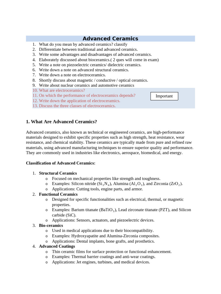 Advanced Ceramics in Engineering Applications | PDF | Bioceramic | Ceramics