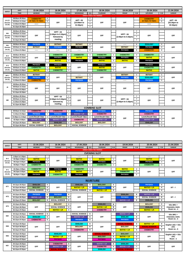 Time Table Format 15042024 | PDF