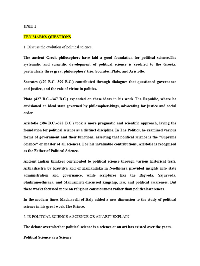Political Science Unit 1 Overview | PDF | Science | Citizenship