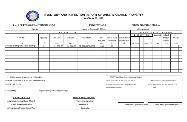 Unserviceable Property Inspection Report | PDF | Business Economics