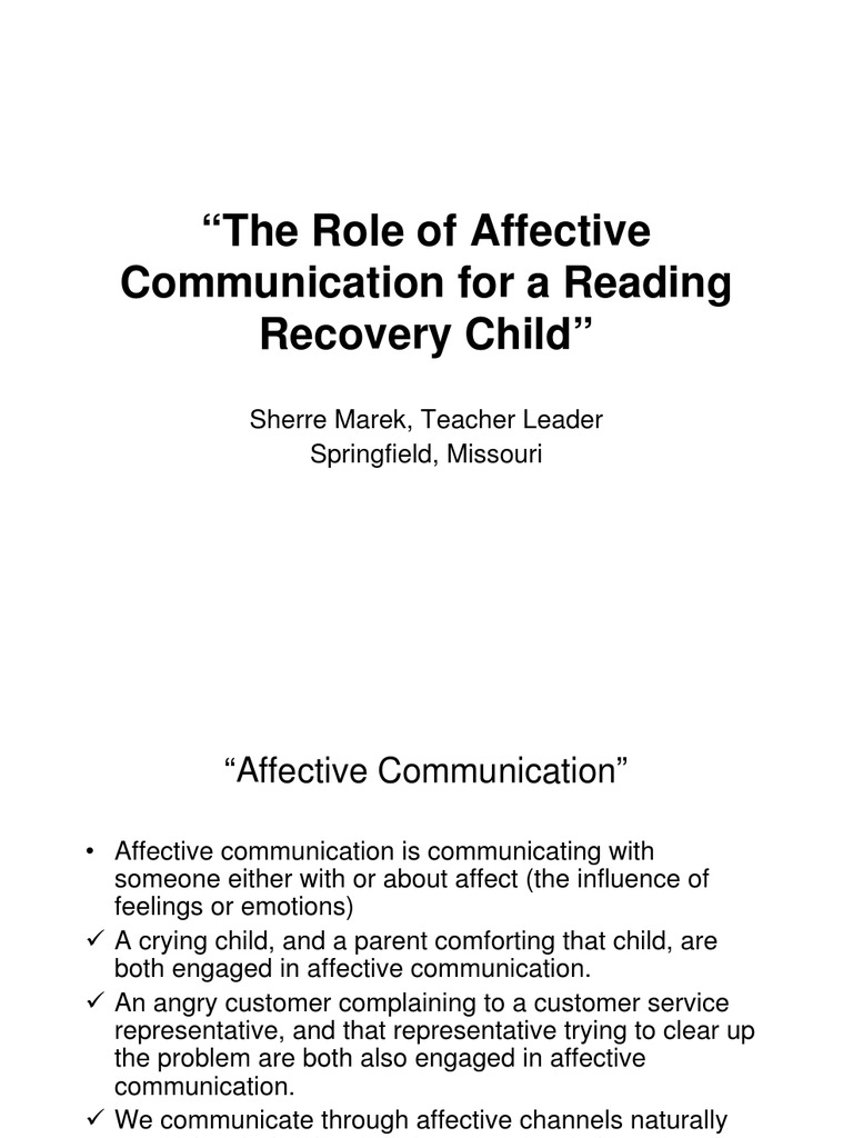 Affective Communication in Reading Recovery | PDF | Affect (Psychology ...