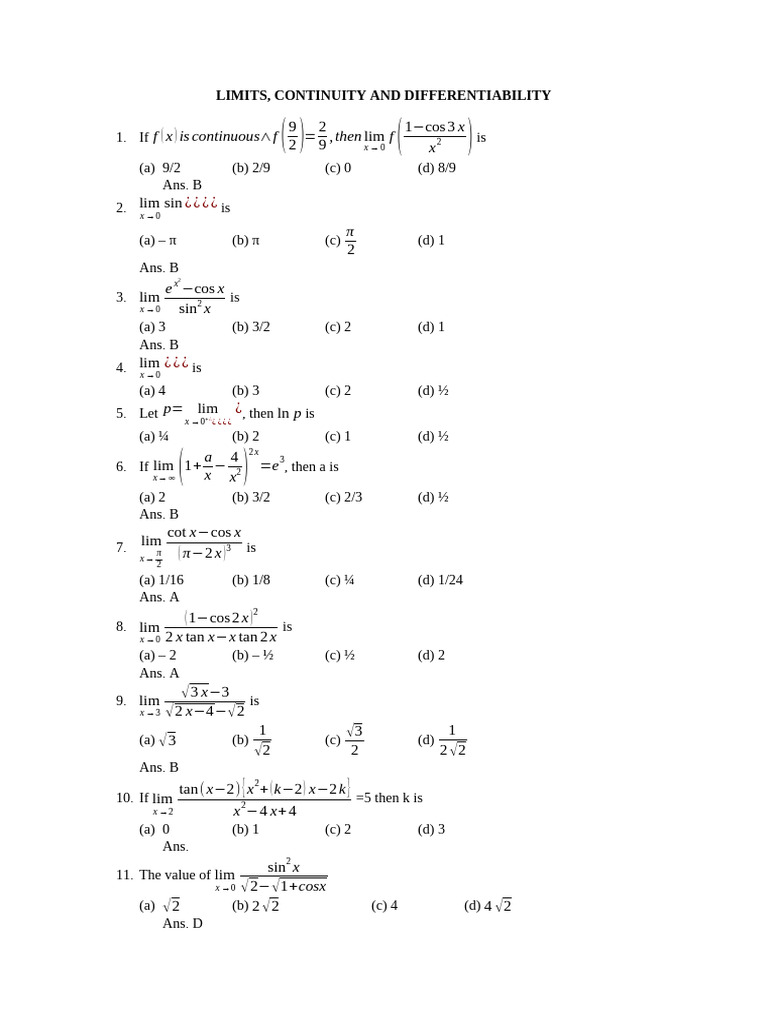Limits and Continuity in Calculus | PDF | Mathematical Analysis ...