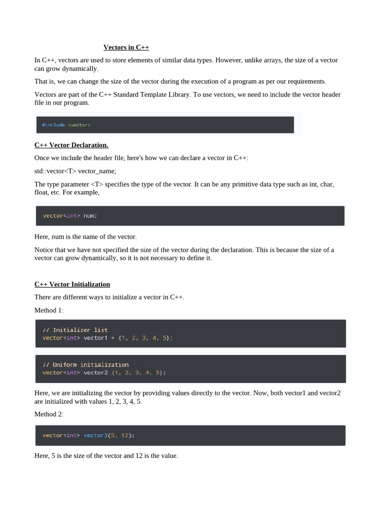 Vectors in C | PDF | C++ | Software Development