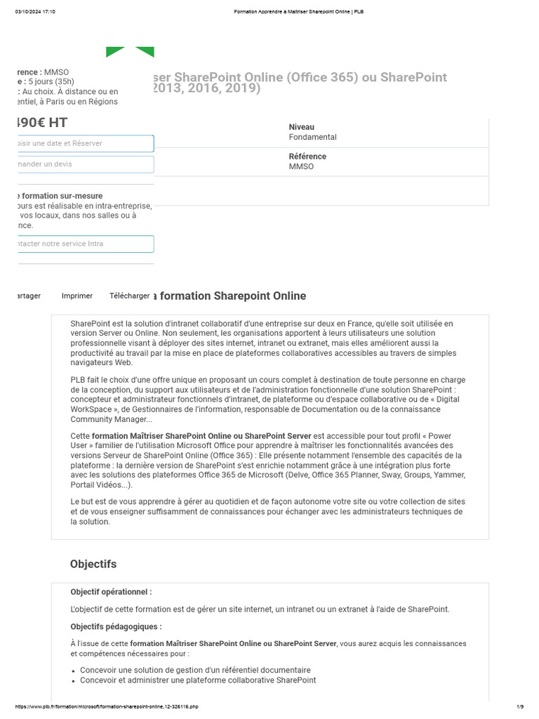 Formation Maîtriser SharePoint Online | PDF | SharePoint | Microsoft Office