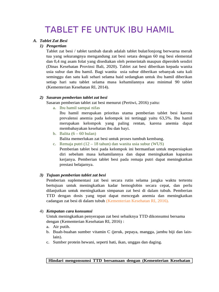 Dosis Tablet Fe untuk Ibu Hamil | PDF