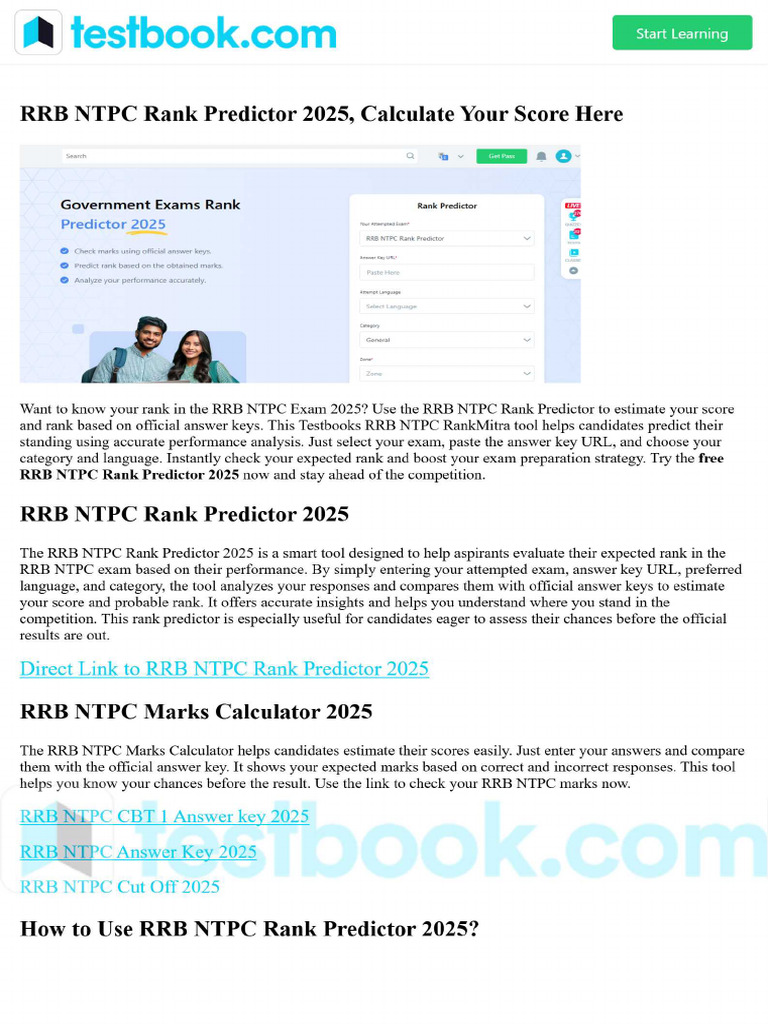 RRB NTPC Rank Predictor 2025, Calculate Your Score Here | PDF