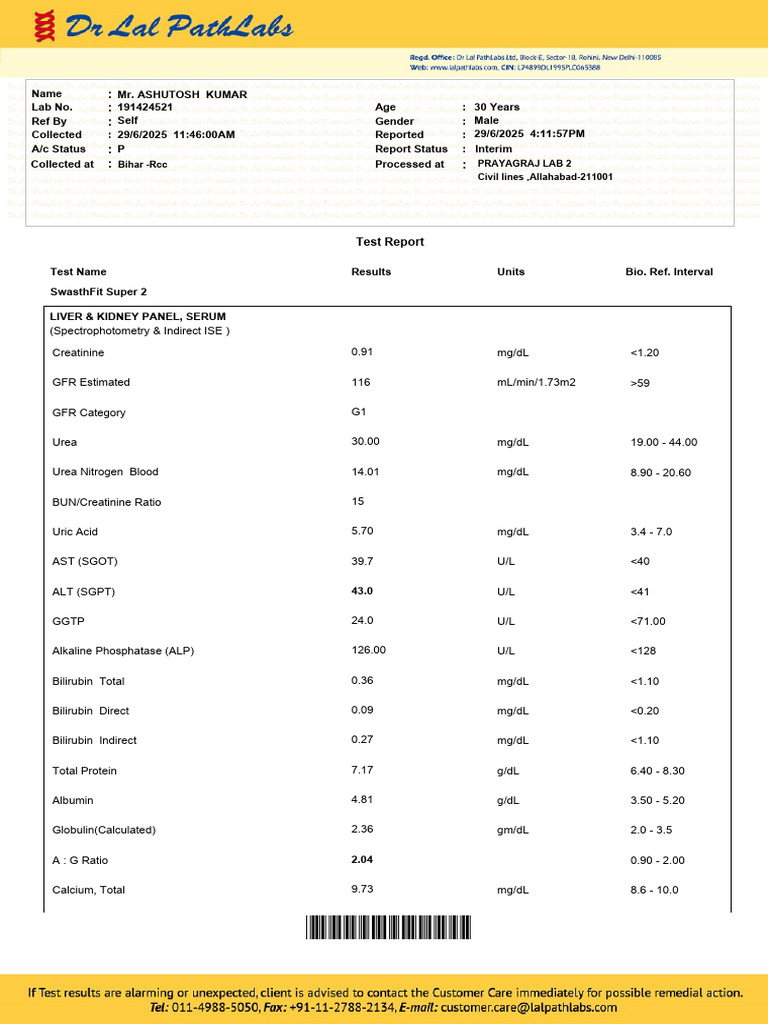 Bihar - RCC Prayagraj Lab 2 Civil Lines, Allahabad-211001: Page 1 of 8 ...