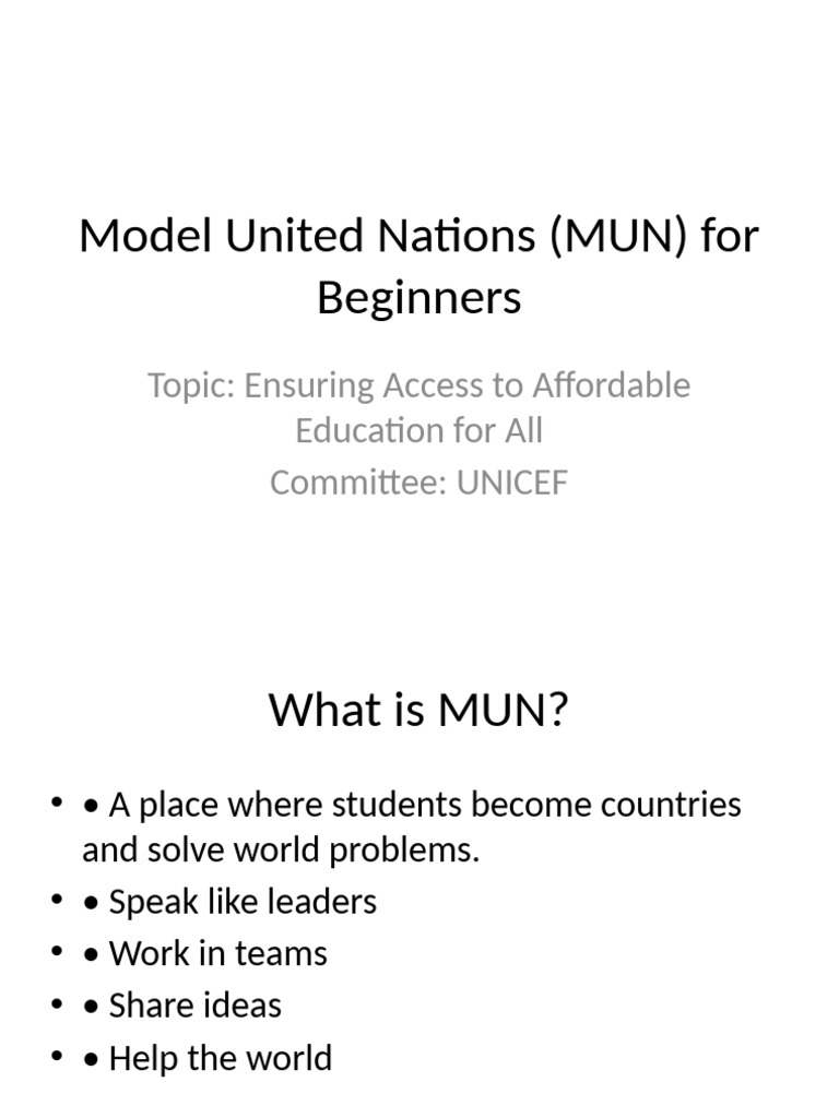 MUN Beginners Economic Issue Presentation | PDF