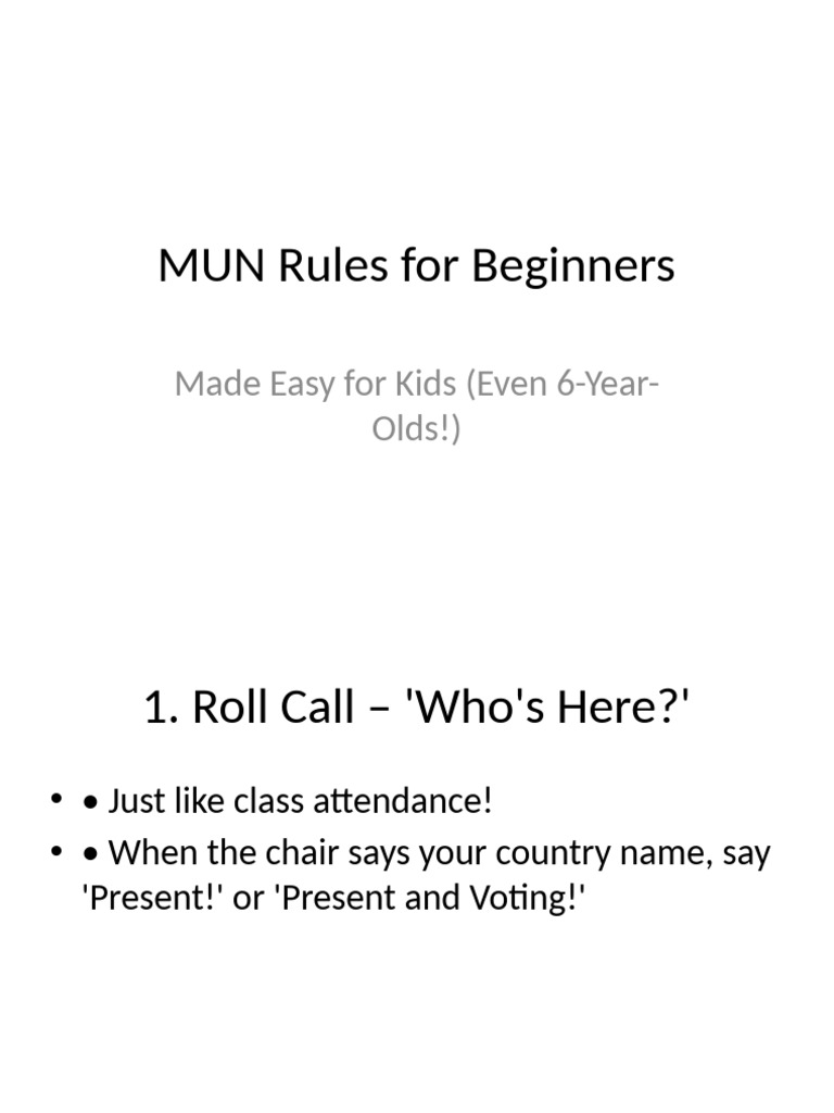 MUN Rules For Kids Presentation | PDF